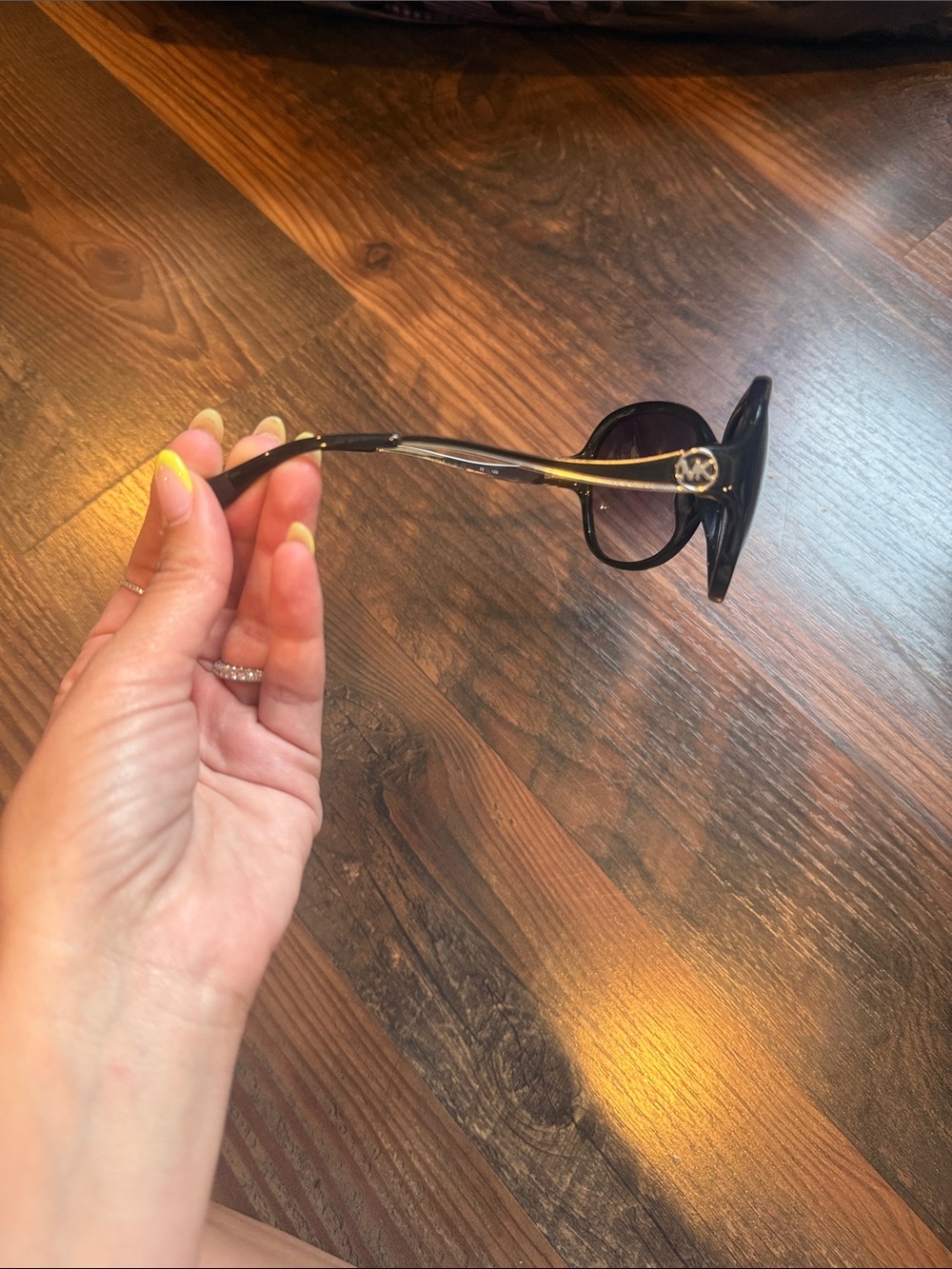 Michael Kors Black Sunglasses with Gold Logo Accents - Picture 2 of 4